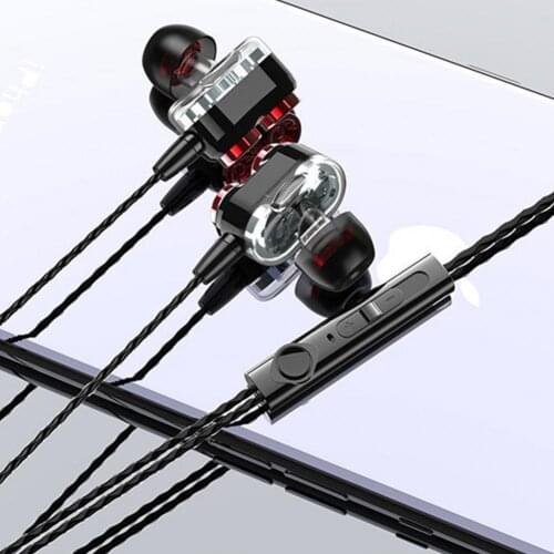 3.5mm Plug Universal In-Ear Earphone Quad-core Dual Dynamic Gaming Headset 9D Sound Noise Reduction Intelligent Wired Earbud