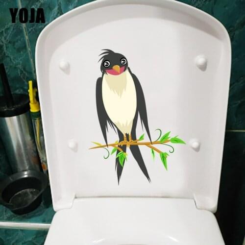 YOJA 16.6X23.1CM Swallow On A Branch Cartoon Wall Stickers For Kids Rooms Toilet WC Decor T1-1352