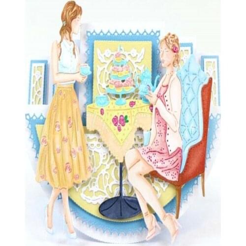 Women Chatting Drinking Coffee Metal Cutting Dies Stencils for DIY Scrapbooking Decorative Crafts Embossing Paper Cards New 2018