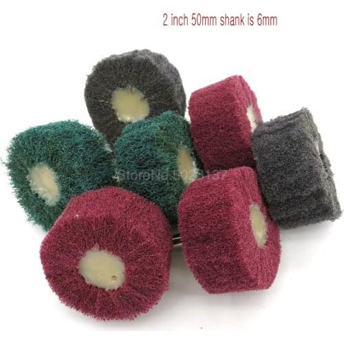 1 Pcs Brush Scouring Pad Abrasive Wheel Grit Nylon Fiber Grinding Sanding Head Buffing Polishing Industrial Shank Red Hook&loop