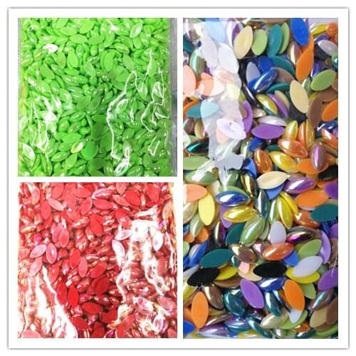 100pcs AB color diy beauty Craft Half Round Flatback Beads horse eye imitation pearl bead 7x15mm Nail DIY Decoration