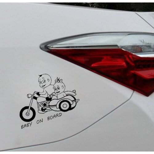 16.5CM*12.2CM BABY ON BOARD Vinyl Car Sticker Decal Boy And Girl Personalized Black/Silver C10-00602