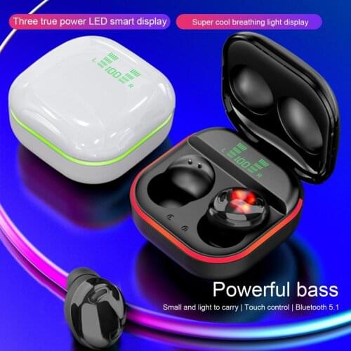 2Pcs S190 Wireless Earbuds Touch Control LED Display Cool Breathing Light Mini TWS Bluetooth 5.1 In-ear Earphones for Sports
