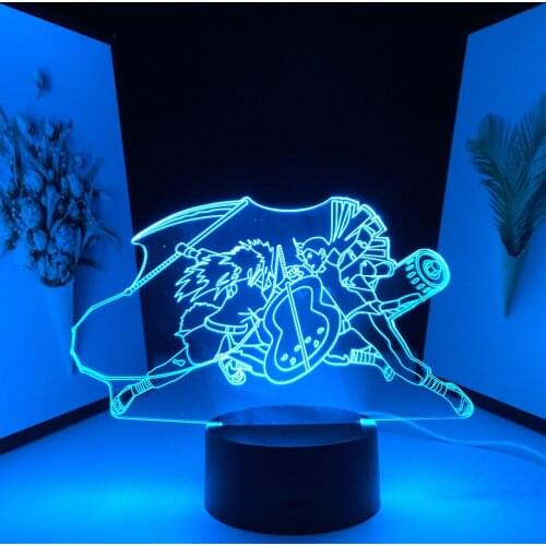 Two Duel 3D LED Lamp Anime Figure Acrylic Panel Visual Illusion Home Decor Couple Children Festival Birthday Gifts USB Charging