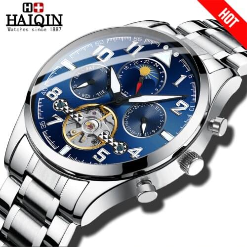 HAIQIN Automatic mechanical Mens watches top brand luxury Clock Business Dress watch men wristwatch tourbillon Relogio Masculino