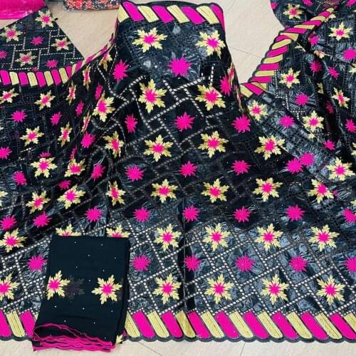 Basin riche fabric African bazin riche fabric with brode 2021 Latest fashion embroidery bazin lace fabric with net lace 7 yards