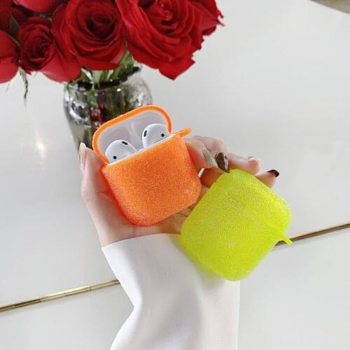 Glitter Headphone Case for Airpods 1 / 2 Case Fluorescent Bling Crystal Earphone Cover for Airpods 2 Protective Charging Box