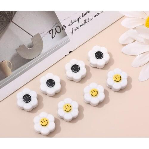 Ins ceramic retro flower smile face black and white bead DIY handmade jewelry earrings necklaces Bracelet accessories materials