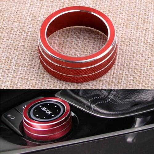 CITALL Car Interior Multimedia Decoration Ring Knob Cover Fit for Infiniti Q50 2014 2015 2016 2017 2018 2019 Aluminium Alloy Red