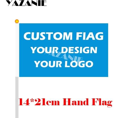 YAZANIE 5PCS 14*21cm Custom Flag Any Size Logo Design Printing Polyester Customize Flag Small Waving Custom Hand Flag with Pole