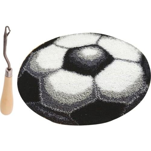 Football Latch Hook Kits Rugs DIY Craft Needle Embroidery Rugs for Kids Children, 50 x 50cm