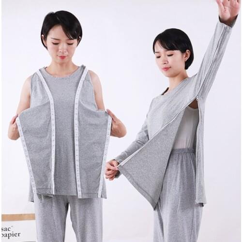 Full Open T-Shirt With Zipper Or Concealed Buckle Easy To Wear And Take Off For Fractures Postoperative Infusion Convenient Care