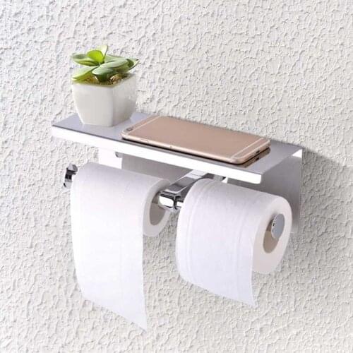 Wall Mounted Toilet Paper Storage Rack Stainless Steel Double Roll Toilet Paper Holder Dual Paper Tissue Roll Tissue Boxes