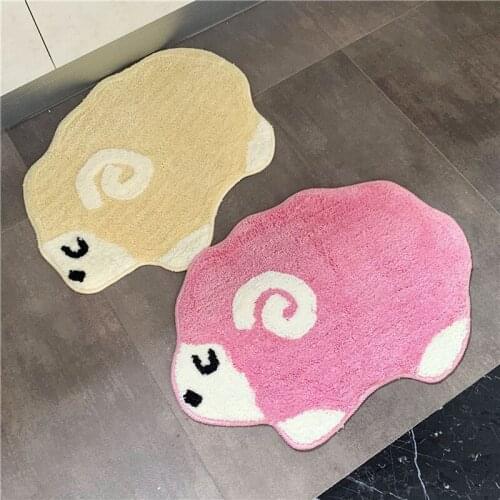 Cartoon Sheep Shape Door Mat 50*60cm Anti-slip Floormat Carpet Toilet Tapete Water Absorption Non-slip Porch Bedroom Soft Rug