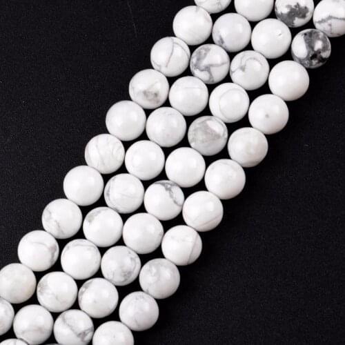 Wholesale Natural Stones White Turquoises Howlite Round Beads For Jewelry Making 4 6 8 10 12mm Diy Beads Handicraft Accessories