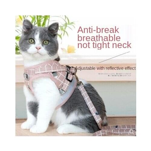 Cat Collar Harness with Identity Card Vest Walking Lead Leash For Cat Kitten Halter Collar Polyester Mesh Harness Cats Products