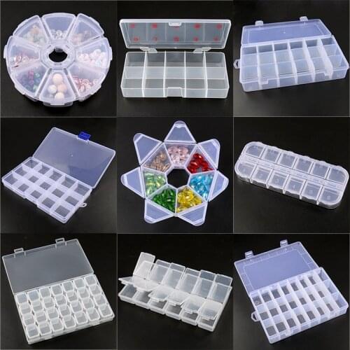 Plastic Storage Box for Jewelry Beads Earring Jewelry Container Transparent Rhombus Square Round Box Case Accessories Wholesale
