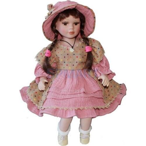 Birthday Xmas Gift - 40cm Excellent Workmanship Doll DIY Accessory Vintage Porcelain Lady Girl Dolls with Display Stand #2