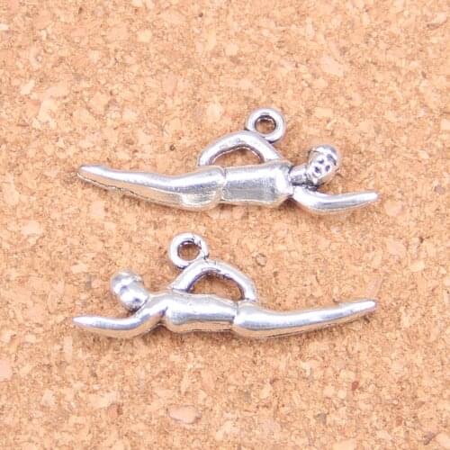 14pcs Charms For Jewelry Making swimming swimmer sporter 29x11mm Antique Silver Plated Pendants DIY Handmake Bracelet Necklace