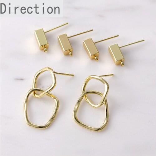 14K gold clad copper plated genuine gold simple geometric special shaped band hanging 925 DIY Earrings accessories materials