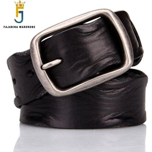 FAJARINA White Black Red Brown Quality 38mm Unique Fashion Unisex Retro Belts for Men Women Jeans Mens Geunine Leather NW0045