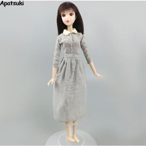 Grey Long sleeve Dress For Barbie Doll Clothes Casual Wear Party Gown Dress For Barbie Outfits Dolls Accessories Kids & Baby Toy