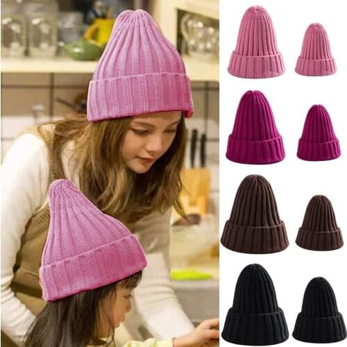 DT053 Knitted Kids Beanie Cap Infant parent-child Boy Girl Hat Warm Children Baby Autumn Winter Girls Hat For Kids Bonnet Cap