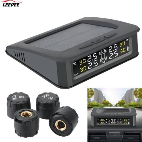 5 Tire External sensors Car Tire Pressure Alarm Monitor System Display Pressure Control Warning Solar Charge TPMS Waterproof