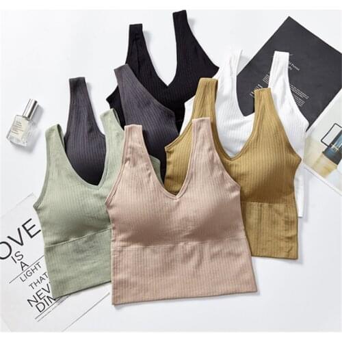 Sexy Tank Top V Neck Paded Vest Crop Tee Women Beauty Back Camisole Stripe Feminino Top топ Comfortable Cami топики женские