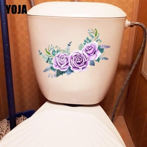 YOJA 22.7*12.7CM Beautiful Purple Rose Romantic Room Wall Sticker Decor Home Bathroom Toilet T1-0922