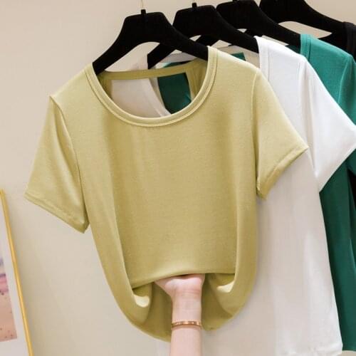 Small Design Sense Short-sleeved T-shirt Women 2021 New Korean Style Hollow Open Back Mercerized Cotton Bottoming Shirt Thin Top
