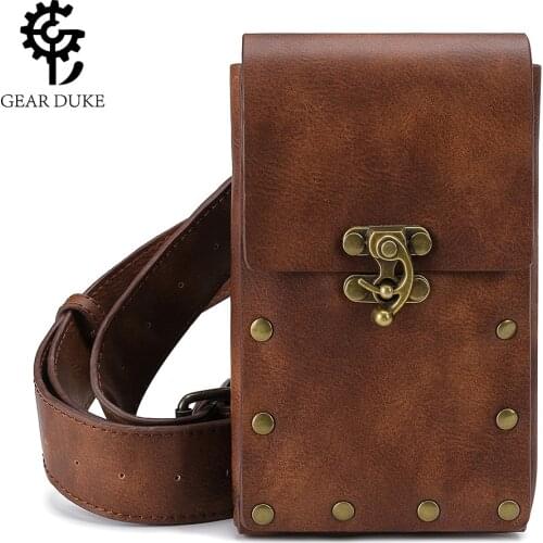 Steampunk Cross Border European American Punk Women Bag Retro Brown Outdoor Mobile Phone Loose Change Sports Small Fanny Pack