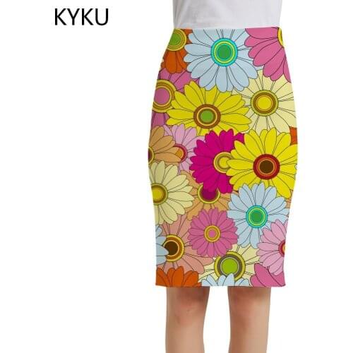 KYKU Brand Flower Skirts Women Colorful Sexy Romantic Sundresses Art Elegant Ladies Skirts Womens Vintage Cool Fashion Knitted