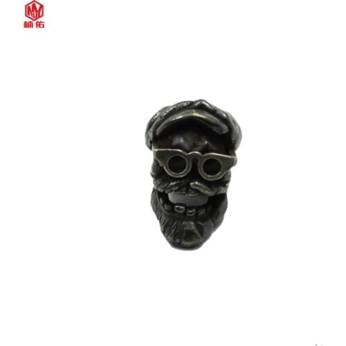 1PC Cow Raising Ami Kaji Glasses Old Man Retro Brass Copper EDC Paracord Beads Umbrella Rope Cord Lanyard Pendants Knife Beads