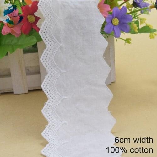 10yards 6cm wide white lace cotton embroid lace sewing ribbon fabric guipure diy trims warp knitting DIY Garment Accessories3170