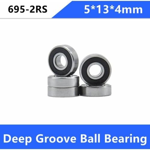 100pcs 695RS 695-2RS 695 RS 2RS ball bearing 5x13x4 mm deep groove ball bearings Miniature Mini bearing 5*13*4mm