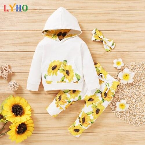 LYHO Baby Girls Hoodie Tops & Paints Clothes Sets 2021 Spring New Toddler Girls Clothing Infant Outfits Kids Clothes 2Pcs