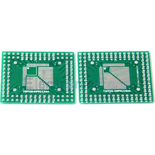 2Pcs QFP/TQFP/LQFP/FQFP 32/44/64/80/100 To DIP Adapter PCB Board Converter