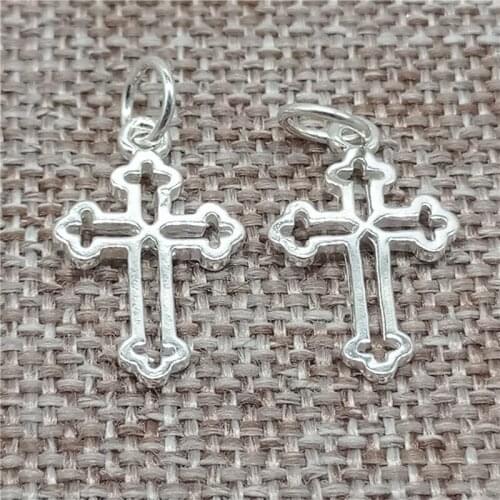 925 Sterling Silver Small Jesus Cross Charms for Bracelet Necklace