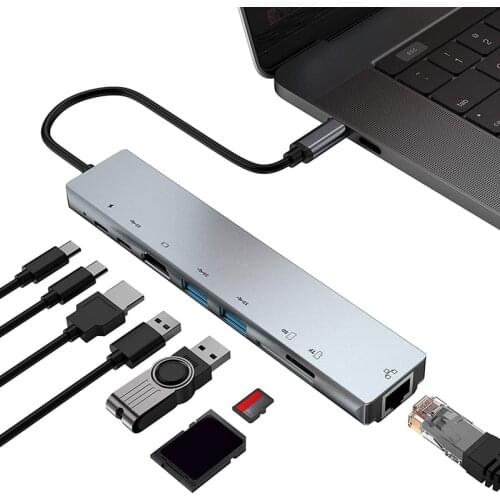 Eight-in-one Expansion Dock Type-c To HDMI-compatible PD SD/TF Card Reader Docking Station