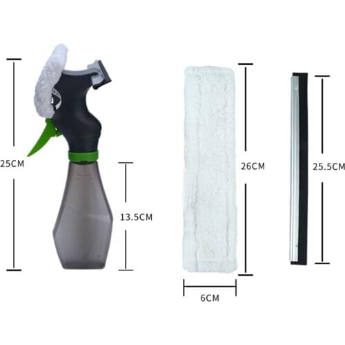 Window Squeegee Cleaner with Fiber Fabric Cloth, 3 in 1 Window Cleaning Tool Glass Wiper Sprayer Cleaner for Home Car Window