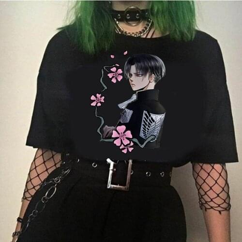 Anime Woman T-shirt Anime Attack On titan Fashion Short Sleeve Round Neck Casual Cloth