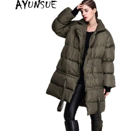 AYUNSUE European Winter Womens Down Jacket Female Thicken Warm Jackets For Women Medium Long Down Coats doudoune femme OYG-0174