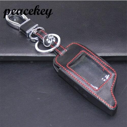 Peacekey 3 Buttons Leather Car-Styling Key Cover Case For Starline B9 B6 A91 A61 Twage Two Way Car Alarm System keychain