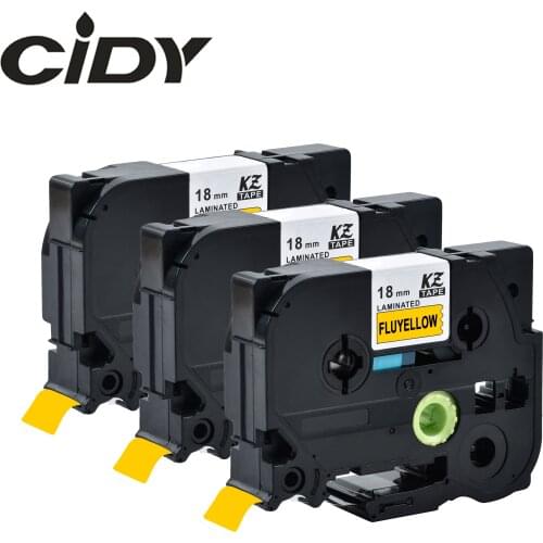 CIDY Black on Fluorescent Yellow Laminated Label Tape Compatible TZE C41 TZ C41 TZE-C41 TZ-C41 For Brother Printers