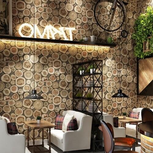Log Wood PVC Wallpapers 3D Wood Grain Home Decor Contact Paper for Living Room Cafe Bar Background Walls Mural in Rolls