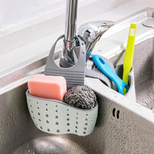 Kitchen Sponge Drain Holder Adjustable Hanging Drain Basket Snap Sink Soap Storage Rack Bathroom Sundries Organizer Accessories