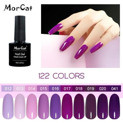 MorCat UV Gel Nail Polish 10ml Purple Series Nail Gel Soak Off Varnish UV Lacquer Nail Art Design Deep Purple Gel Polish