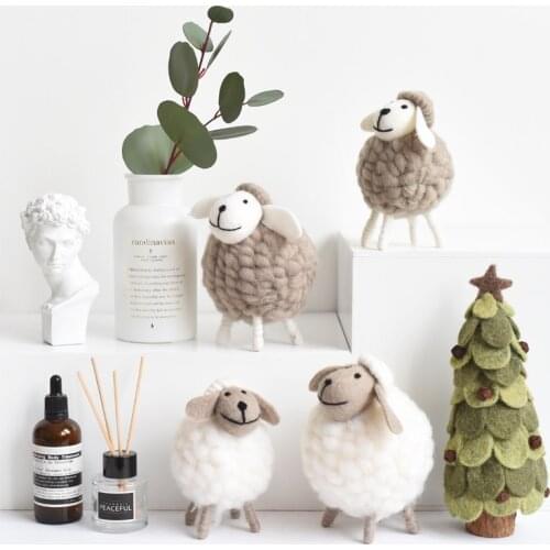 Northyle Cute Mini Wool Sheep Miniaturecraft Figurine Home Decoration Accessories Christmas Gift For Children BS137619