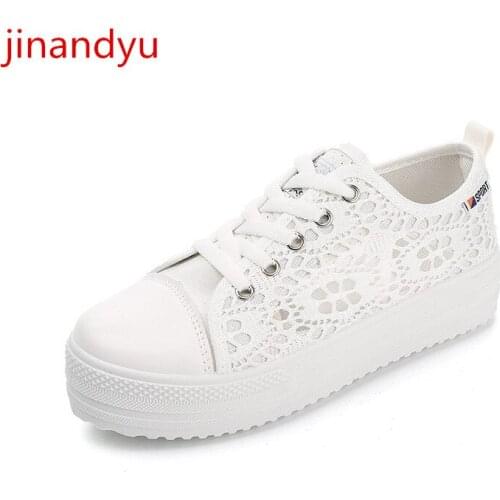 Lace White Black Women Shoes Plataform Sneakers Big Size 42 Breathable Non-leather Casual Light Shoes Woman Flats Sneakers Femme